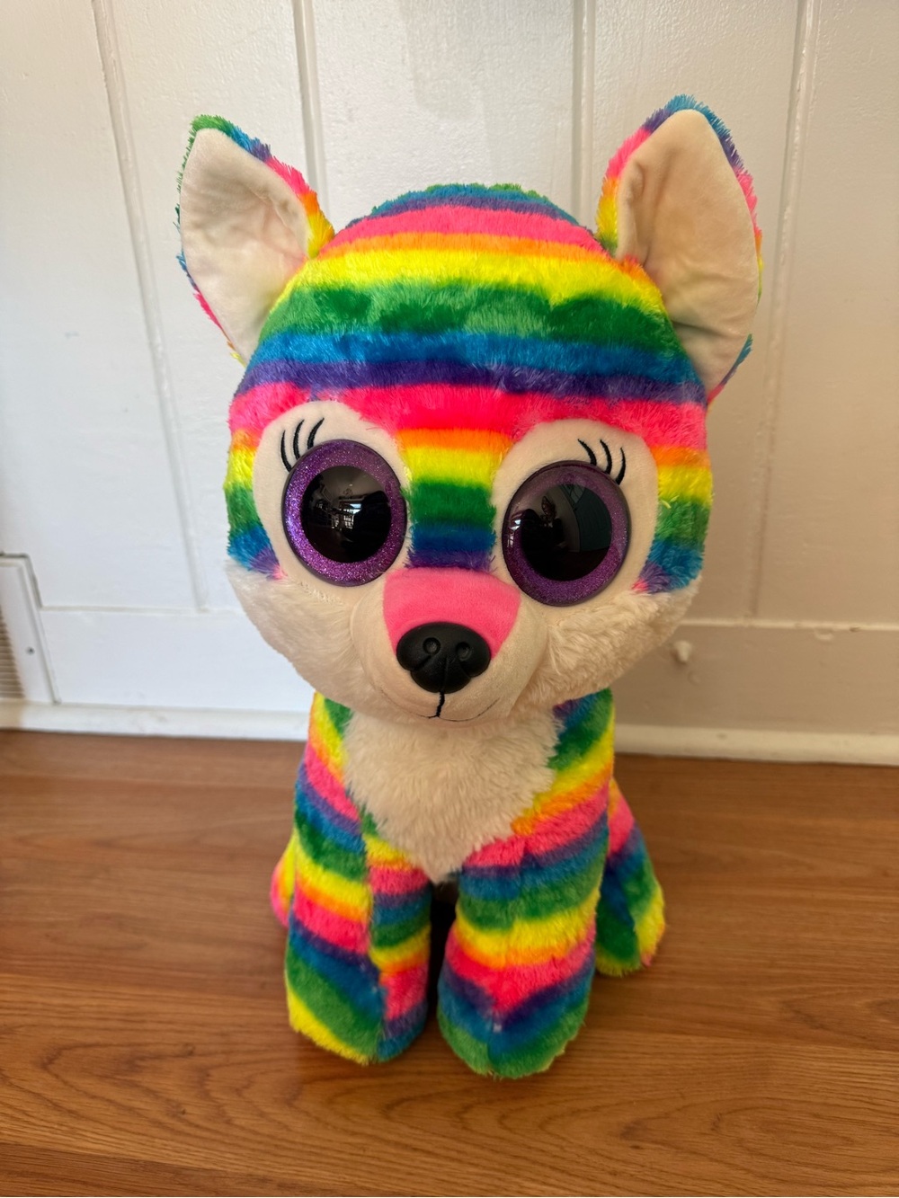Great wolf lodge exclusive Ty River Purple Glitter Eyes 18” Rainbow Plush 2019